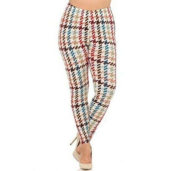 Reg One‎ Size Womens Soft Earth Tone Pixel Zags Leggings - Picture 3 of 9